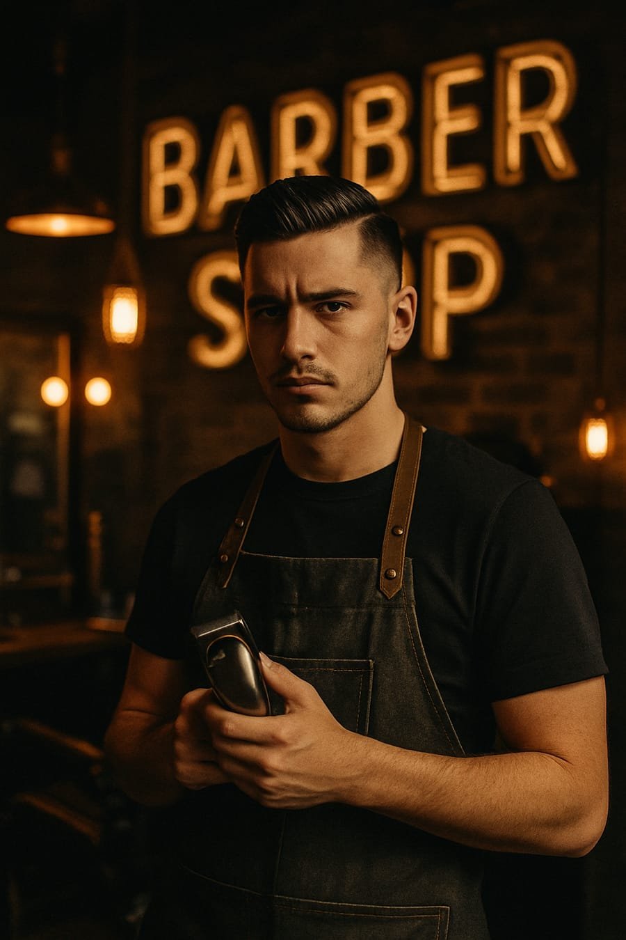 Josh Ainsworth, barber — AI-generated placeholder, not a real photo