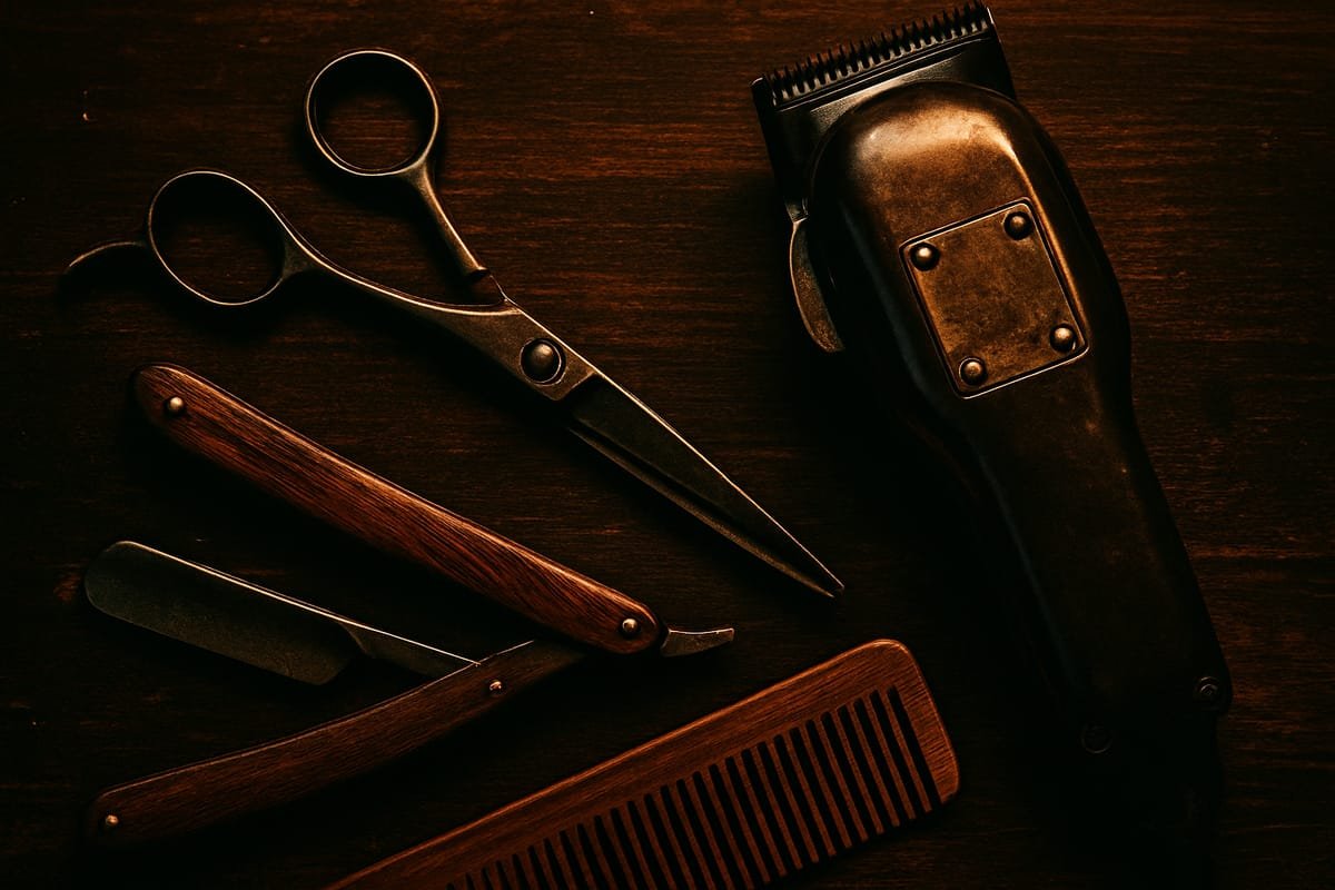 Barber tool station — AI-generated placeholder, not a real photo
